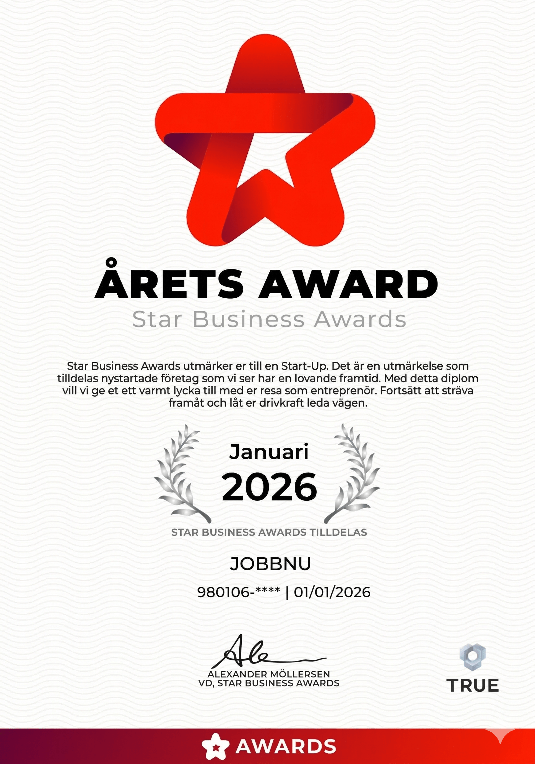 Star Business Awards utmärkelse